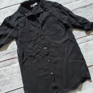 Zara Girls Black Button-Up Shirt Dress 👩🖤